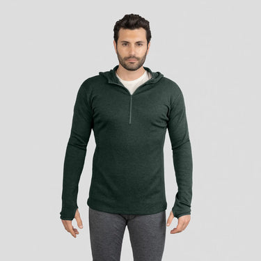mens antibacterial baselayer half zip hoodie color dark teal