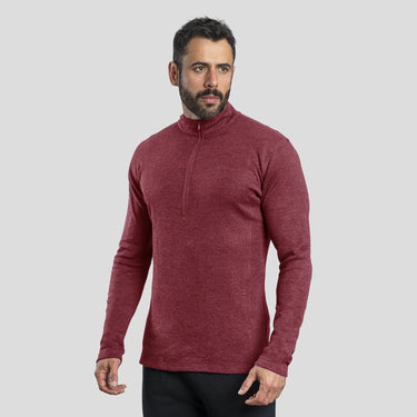 mens casual baselayer half zip color maroon