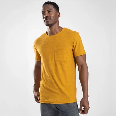 mens comfortable fit crew pocket color gold
