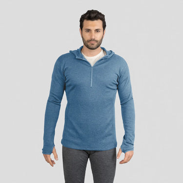 mens natural baselayer half zip hoodie color baby blue