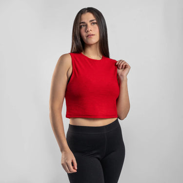 womens biobased crop tank ultralight color red