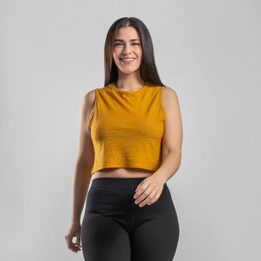 womens natural dye crop tank ultralight color gold