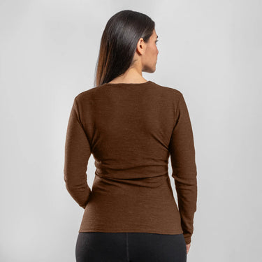 womens natural fiber long sleeve shirt color brown