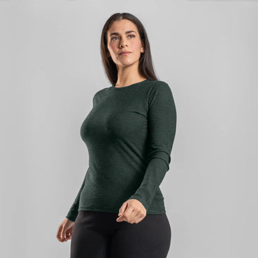 womens natural product long sleeve shirt color dark teal