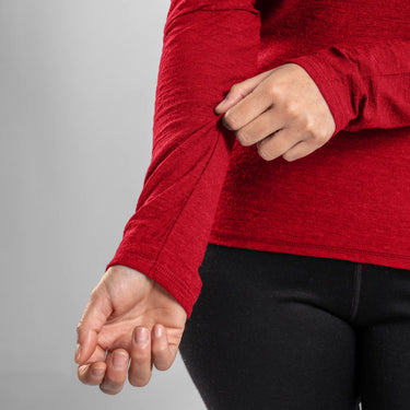 womens sustainable long sleeve shirt color red