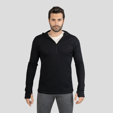 mens wind protection baselayer hoodie halfzip color black
