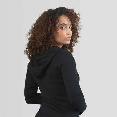 womens 100 wool hoodie jacket full zip color black